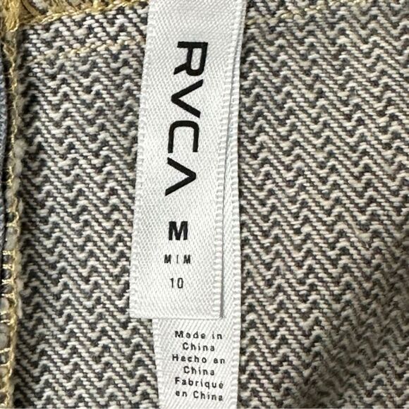NEW RVCA Crystal Denim Overalls Gray Stripes Wide Leg Crop 100% Cotton Size M - Picture 13 of 15